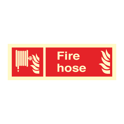 Jo Safety Fire hose Photoluminescent Rigid Plast PR HR 100 x 300 mm IMO sign 105036PRHR Jo Safety Fire hose Photoluminescent Rigid Plast PR HR 100 x 300 mm IMO sign 105036PRHR