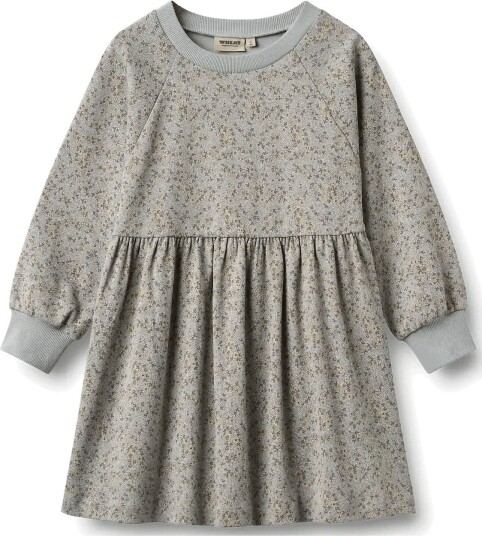 Wheat Jersey Dress L/S Dorthea SLIGHTLY BLUE FLOWERS 140