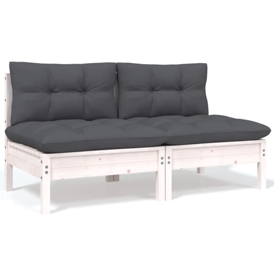 vidaXL Hagesofa 2-seters med puter hvit heltre furu vidaXL Hagesofa 2-seters med puter hvit heltre furu