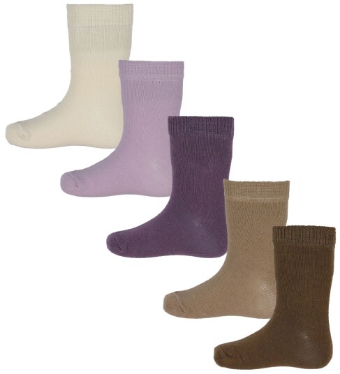Minymo Sokker 5 pack Multi Veldig Grape Minymo 35/38 Sokker Beige Brun Hvit Lilla 35 38