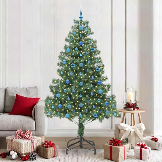  Juletre med 300 LED med stativ grønn 210 cm PVC