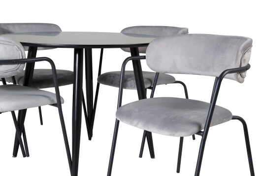 Venture Home Plaza Spisegruppe 100 cm Rund med 4 Arrow stoler Sort