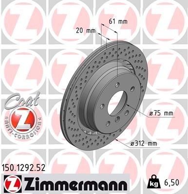 Bremseskive ZIMMERMANN 150.1292.52