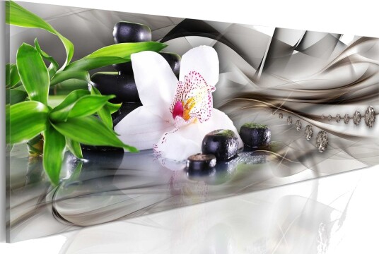 Bilde Zen Composition Bamboo Orchid And Stones 120x40 Artgeist sp. z o. o.