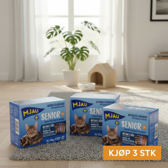 Mjau Pouch Multibox Senior Våtfôr 12x85g Mjau Pouch Multibox Senior Våtfôr 12x85g