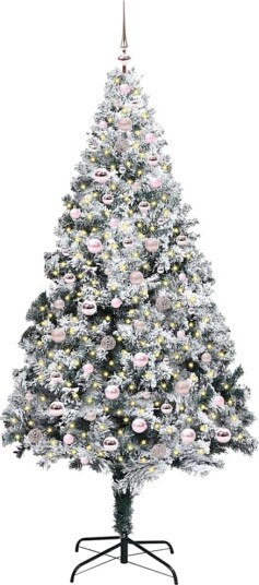 Kunstig juletre med 300 LED Hvit 240 cm PVC og Stål og Plast