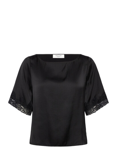 Rosemunde Rwsatina Ss Lace Boatneck Blouse - Black - 34 Rosemunde Rwsatina Ss Lace Boatneck Blouse - Black - 34