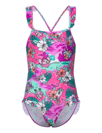 Speedo Girls Learn To Swim Printed Frill Thinstrap - Purple - 6
