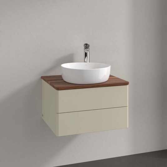 Villeroy & Boch Antao Servantskap med 2 skuffer 60x50x36 cm m/lys Grå Matt/Valnøtt Villeroy & Boch Antao Servantskap med 2 skuffer 60x50x36 cm m/lys Grå Matt/Valnøtt