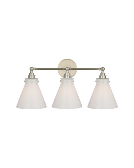 Visual Comfort Parkington 24" Three Light Bath Bar Nickel/White glass