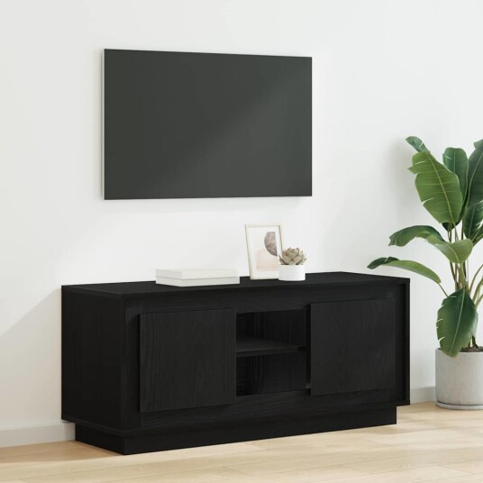 TV skap Svart Eik 102 x 35 x 45 cm Konstruert tre TV skap Svart Eik 102 x 35 x 45 cm Konstruert tre