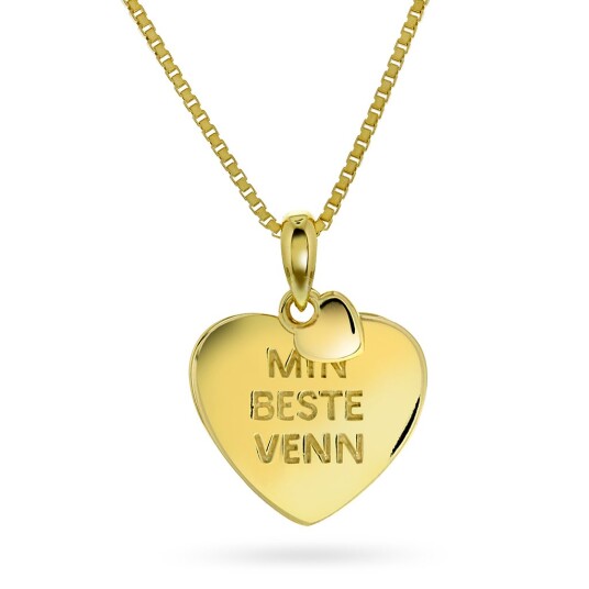 Pan Jewelry, Smykke i forgylt 925 sølv med tekst MIN BESTE VENN
