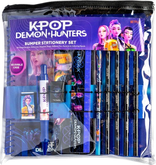 Euromic Kpop Demon Hunters Skrivesæt,A5 Notesbog,Metal Penalhus Purple ONE SIZE