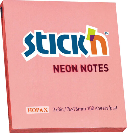 Stick"n Notisblokk 76x76 100 Blad Neon Rosa Stick"n Notisblokk 76x76 100 Blad Neon Rosa