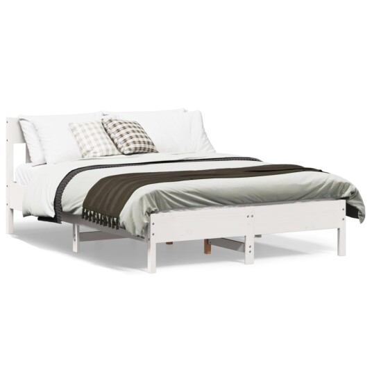 vidaXL Sengeramme med hodegavl hvit 120x190 cm heltre furu 8721012428430
