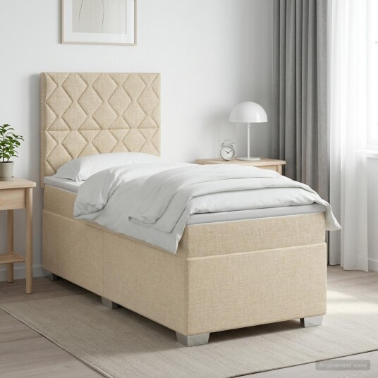 vidaXL Kontinentalseng med madrass Krem 100 x 200 cm Stoff