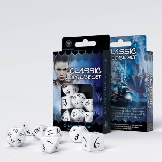 Classic RPG Poly White /Black (7) Terningsett - Rollespill fra Outland