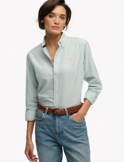 Superdry Slim Oxford Bd L,S Shirt   Green   16