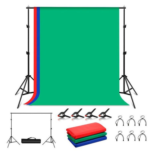 Puluz PKT5204 Bakgrunnsstativ For Foto Med 3 Bakgrunner 2x2m