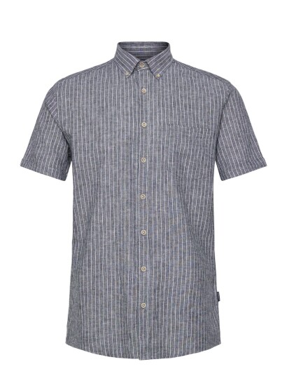 Lindbergh Cotton/Linen Shirt S/Scotton/Linen Shirt S/S   Blue   S