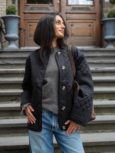 Y.A.S Laurie Long Sleeve Padded Jacket NavyBl Sort 44