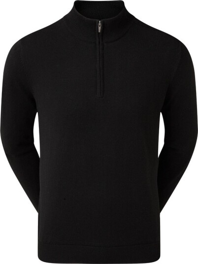 FootJoy Wool Blend 1/2 Zip Lined Svart Golfgenser herre Svart Small