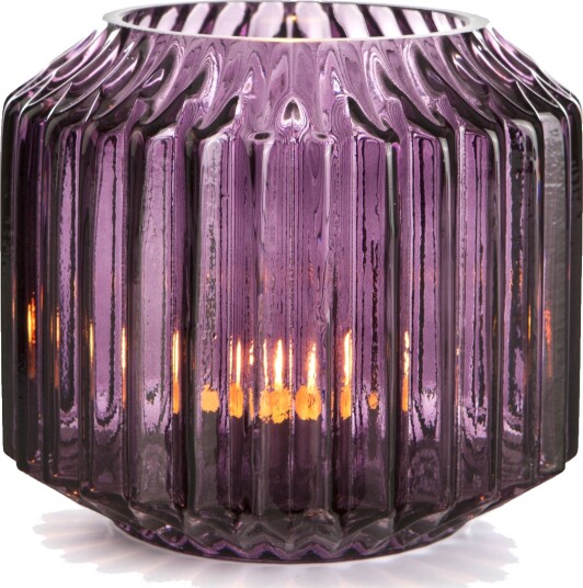 Lysglass Stripe plomme 13cm Lysglass Stripe plomme 13cm