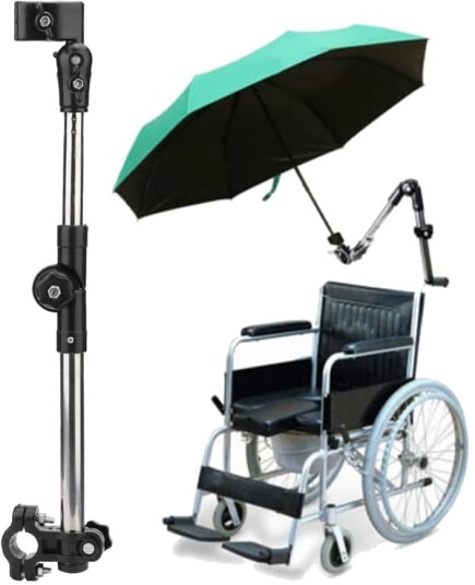 Paraplystativ Parasollholder for rullestoler klemme for rullestolstyre tilbehør 180° justerbar for sykkel barnevogn rullestol,_yu Paraplystativ Parasollholder for rullestoler klemme for rullestolstyre tilbehør 180° justerbar for sykkel barnevogn rullestol,_yu
