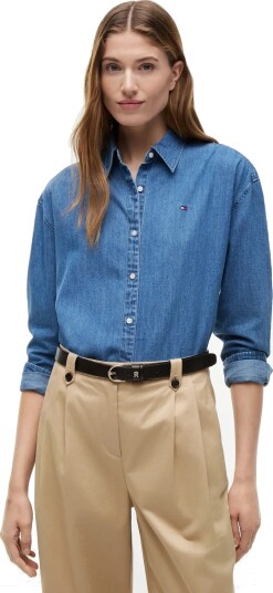 Tommy Hilfiger Light Denim Boxy Shirt Ls Blue 32
