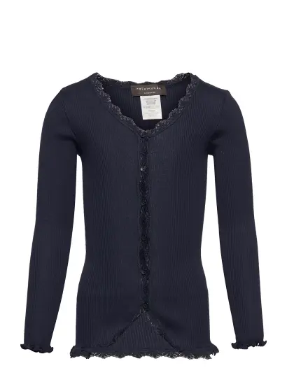Rosemunde Kids Rkbeatha Ls Cardigan W/ Lace Blue 140