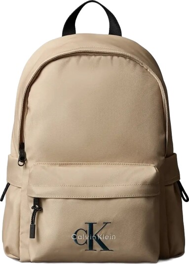 Calvin Klein Solid Monologo Backpack   Beige   ONE SIZE