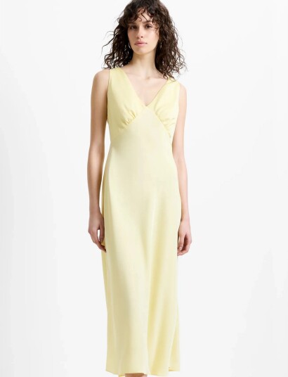 French Connection Bernice Satin Twill Slip Dress Yellow 38 French Connection Bernice Satin Twill Slip Dress Yellow 38