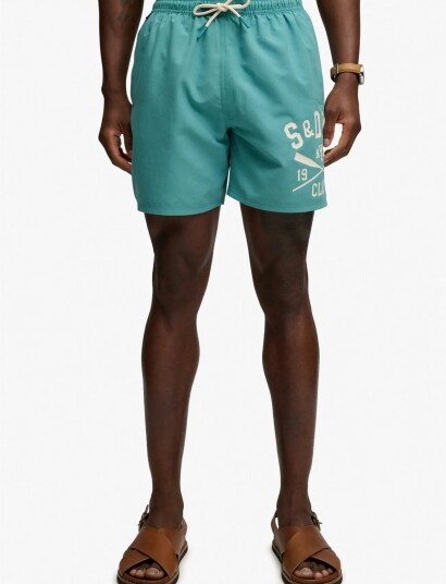 Superdry Printed Logo 16 Swim Short   Cream   S