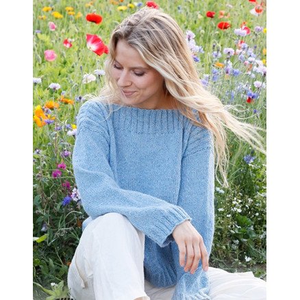 Blue Shore by DROPS Design Genser Strikkeoppskrift str S XXXL