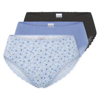 Schiesser Truser 3P Modern Brazillian Slips Svart/Blå bomull 36 Dame