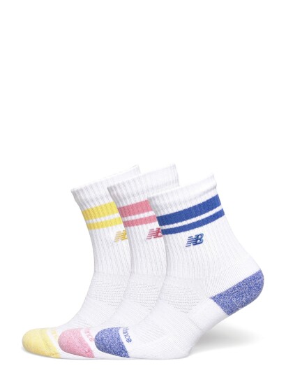 New Balance Active Lifestyle Striped Crew Socks 3 Pack   White   S
