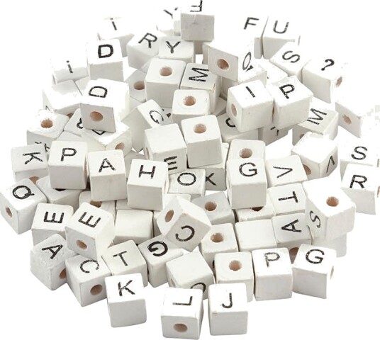 Bokstavperler Creativ Company hvit 8x8 mm Hullstr 3 mm 1 Pk