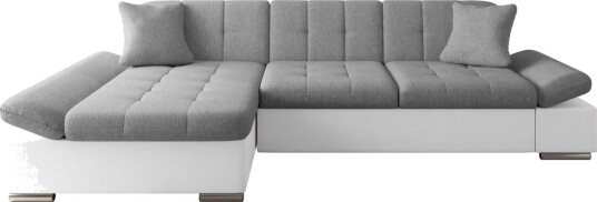 Vananda Sofa med Sjeselong 3 seter i Kunstlær   Hvit / Grå