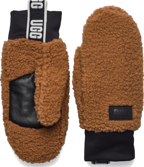 UGG Fluff Mitten With Logo Brun L/XL