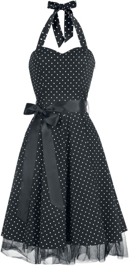 H&R London   Rockabilly Middellang kjole   Småprikket kjole   S til 5XL   Damer   svart