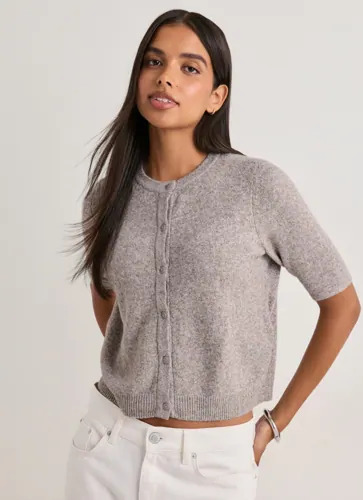 Vero Moda Beige Vmdoffy 2/4 O Neck Button Cardigan