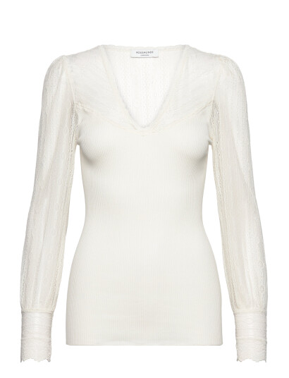 Rosemunde Silk T-Shirt W/ Lace - White - L