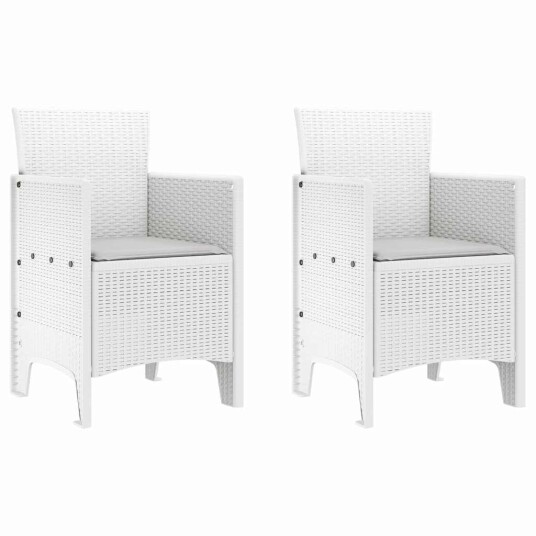 3 delt hage spisegruppe med puter Hvit Poly Rattan