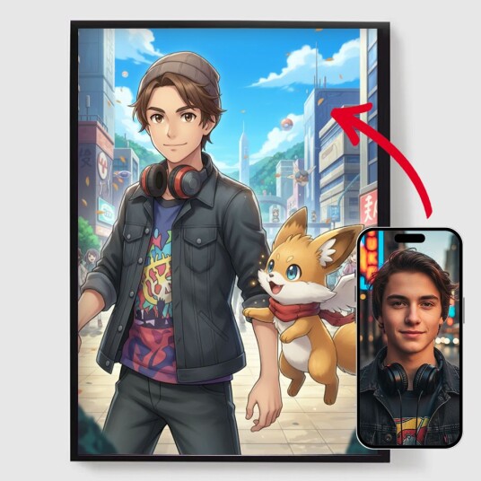 Personalisert Plakat – Anime Eventyr Stil – AI Plakat