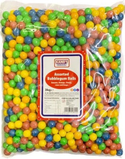 Ca 1200 stk Zed Assorted Gumballs   3 kg Kjempestor pose med Tyggegummikuler   15 17,5 mm