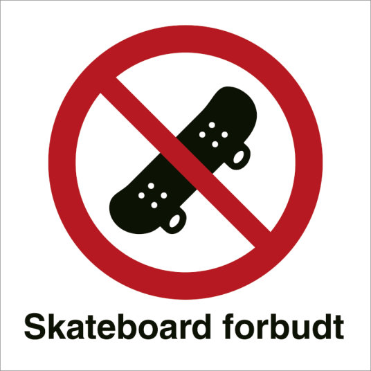 Jo Safety Skateboard forbudt Refleks alu-sandwichplate 330 x 330 mm