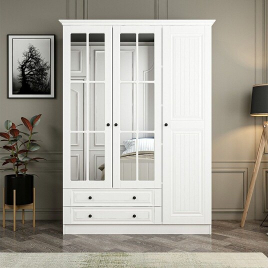 Fruitland Garderobe med Speil - Hvit