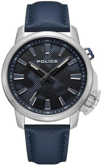 Police Herreklokke PEWJD2202703 Kavalan Blå/Lær Ø44 mm