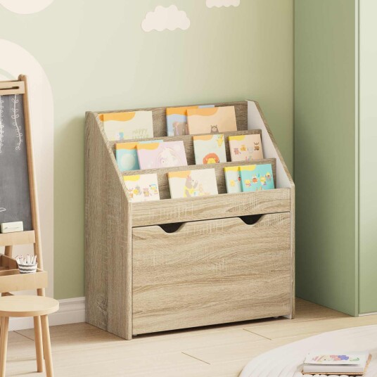 vidaXL Barneskrivebokhylle Sonoma eik 60 x 29,5 x 69 cm Konstruert tre vidaXL Barneskrivebokhylle Sonoma eik 60 x 29,5 x 69 cm Konstruert tre