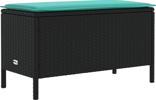 vidaXL Hage fotstøtte Svart og turkis 80 x 38 x 42 cm PE Rattan